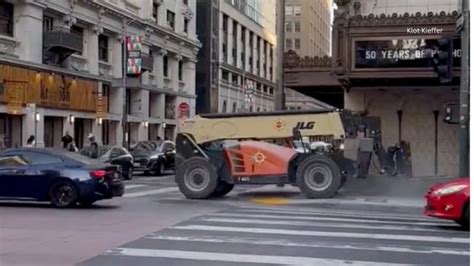Stolen forklift suspect leads police on chase in downtown Los Angeles